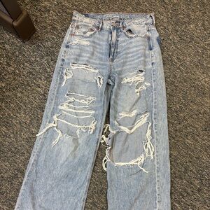 american eagle super high rise baggy wide leg jean